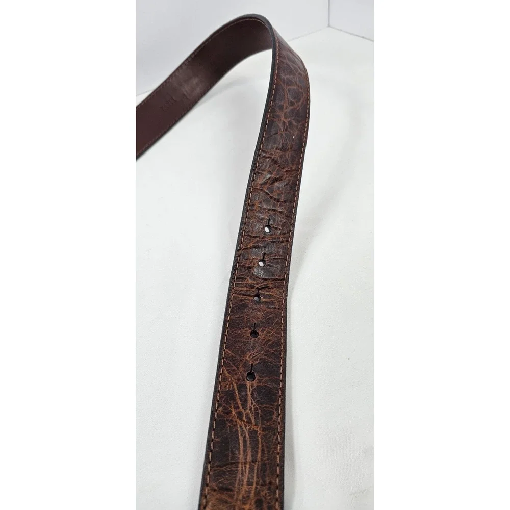 AMERICAN BISON Belt Men's‎ 32 Brown Genuine Leather Logo Western Dress NEW